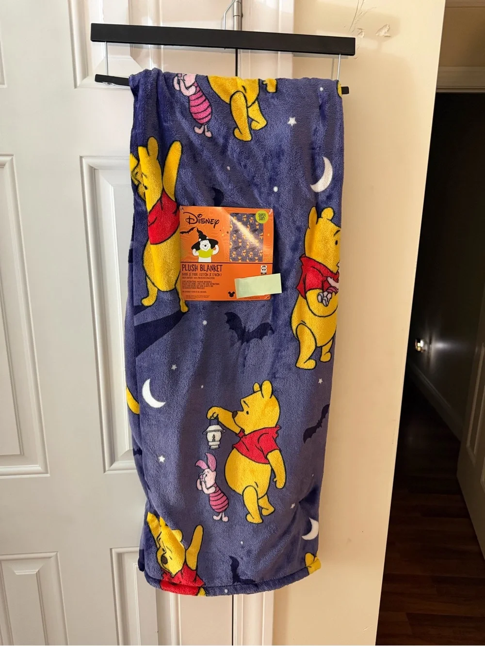 Disney Pooh Bear & Piglet Purple Halloween Plush Throw Blanket
